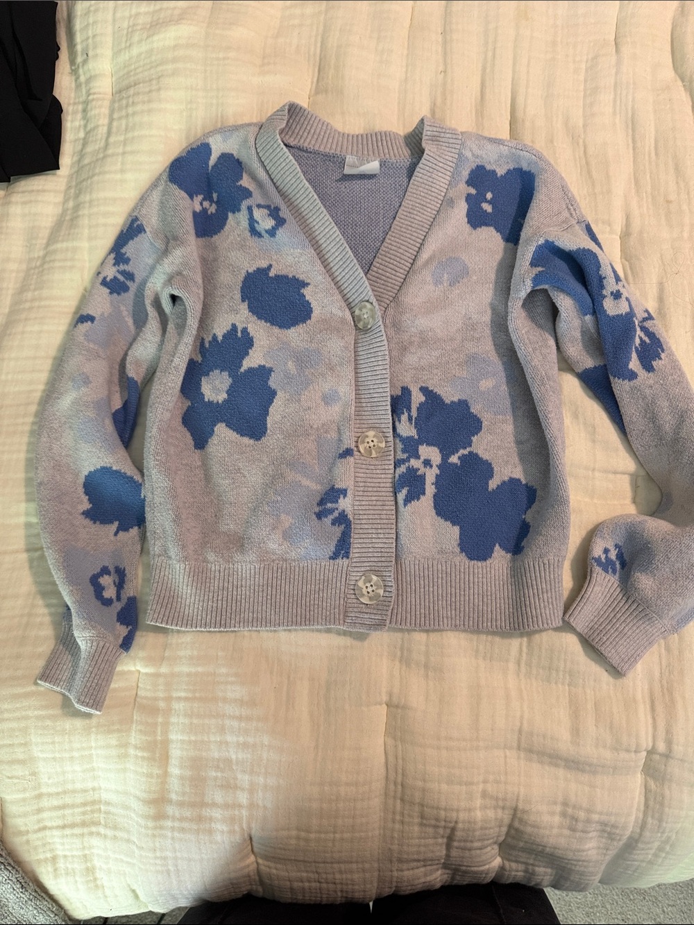 abercrombie kids Lavender Cardigan with Blue Floral Pattern